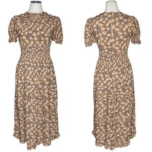 Bohme Gray Floral Midi Dress size XS